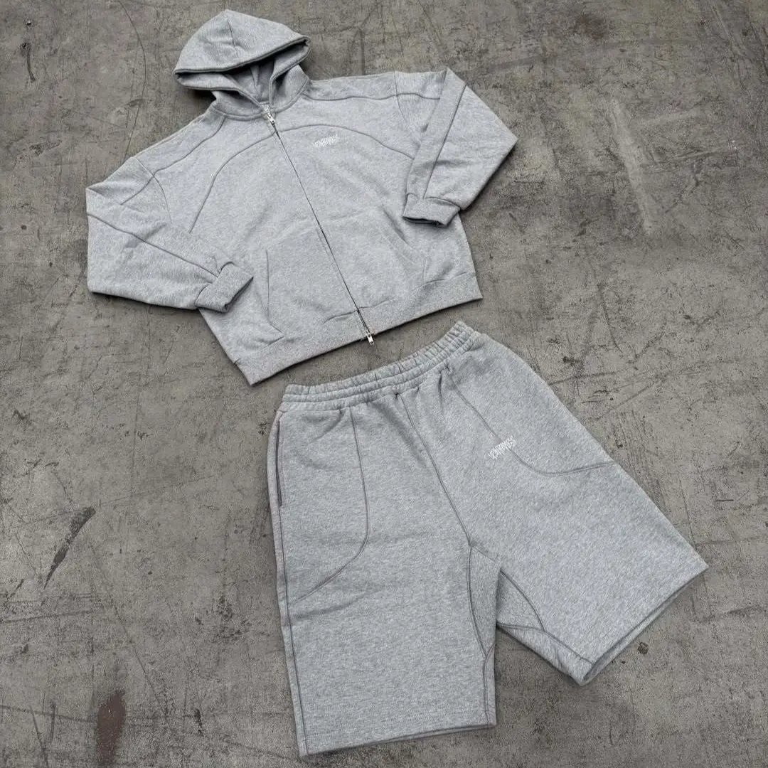 European and American Embroidered Zipper Sweatshirt and Sweatpants Suit Long-Sleeved Pullover Hoodie Retro Jacket Street
