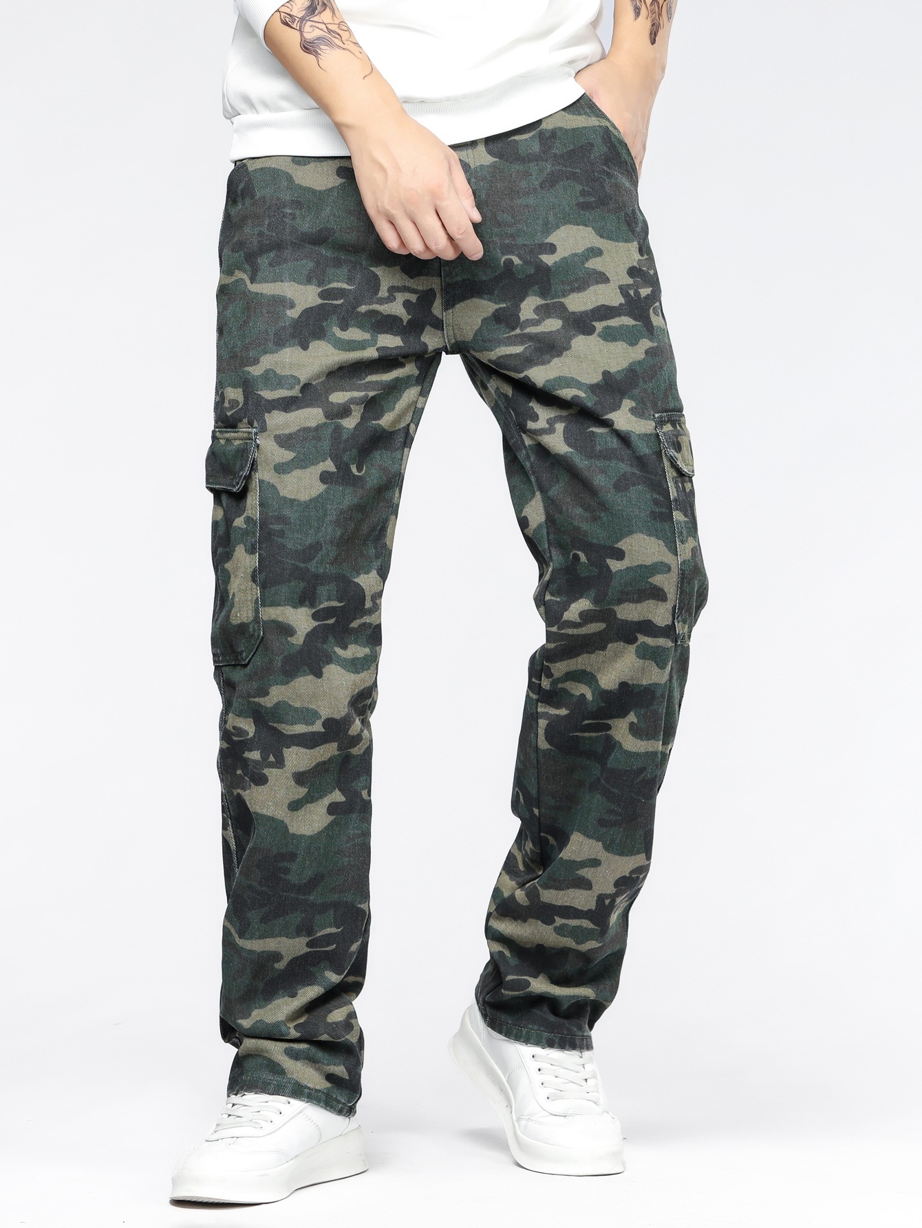Cross-Border Men's Clothing, Large Size, Extra-Long, Oversized Pants, Men's Long Workwear Jeans, A17 Camouflage Color, Multiple Styles