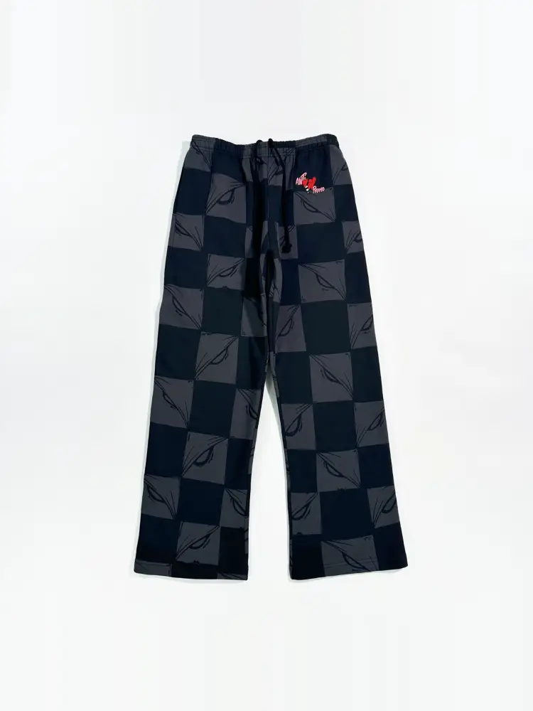 Matty Boy Anti Promo Black and Gray Checkerboard Heart American High Street Loose Wide-Leg Straight Sweatpants