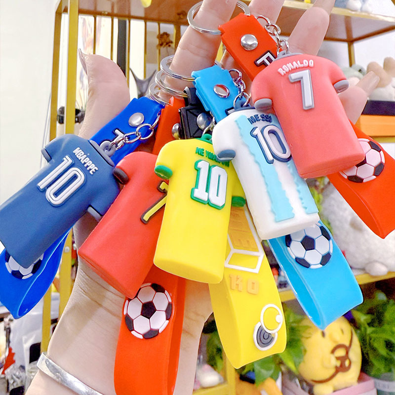 Football Star Jersey Doll Keychain Silicone Toy Blind Box Accessories Doll Machine Gift Ornament Key Lanyard
