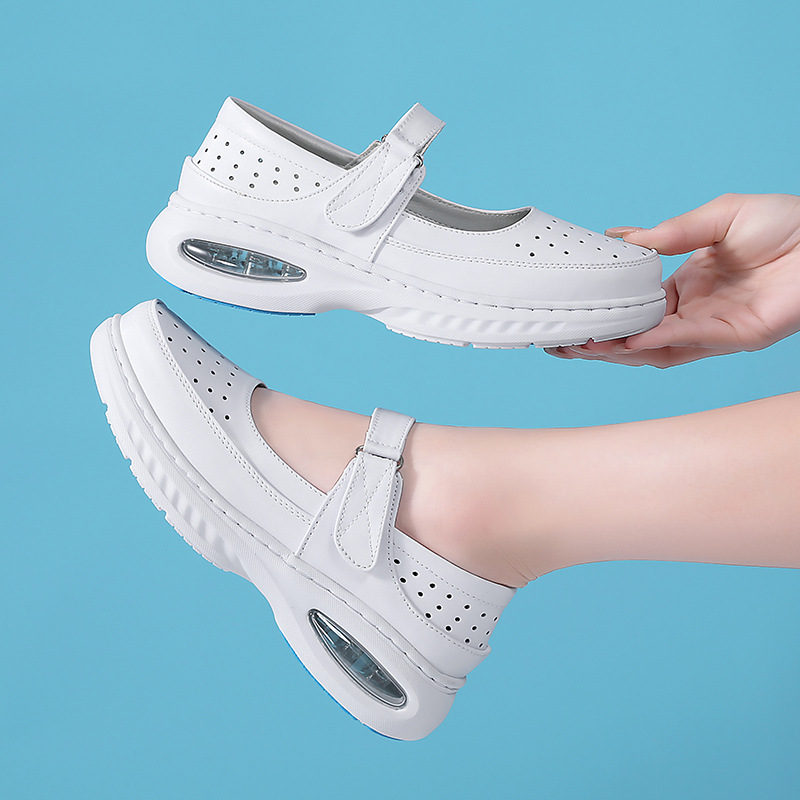 In-Stock Nurse Shoes for Women, Summer Air-Cushioned Soft Sole, Non-Slip, Breathable, Odor-Resistant, Thick-Soled Hospital Work Shoes, Wholesale, Dropshipping
