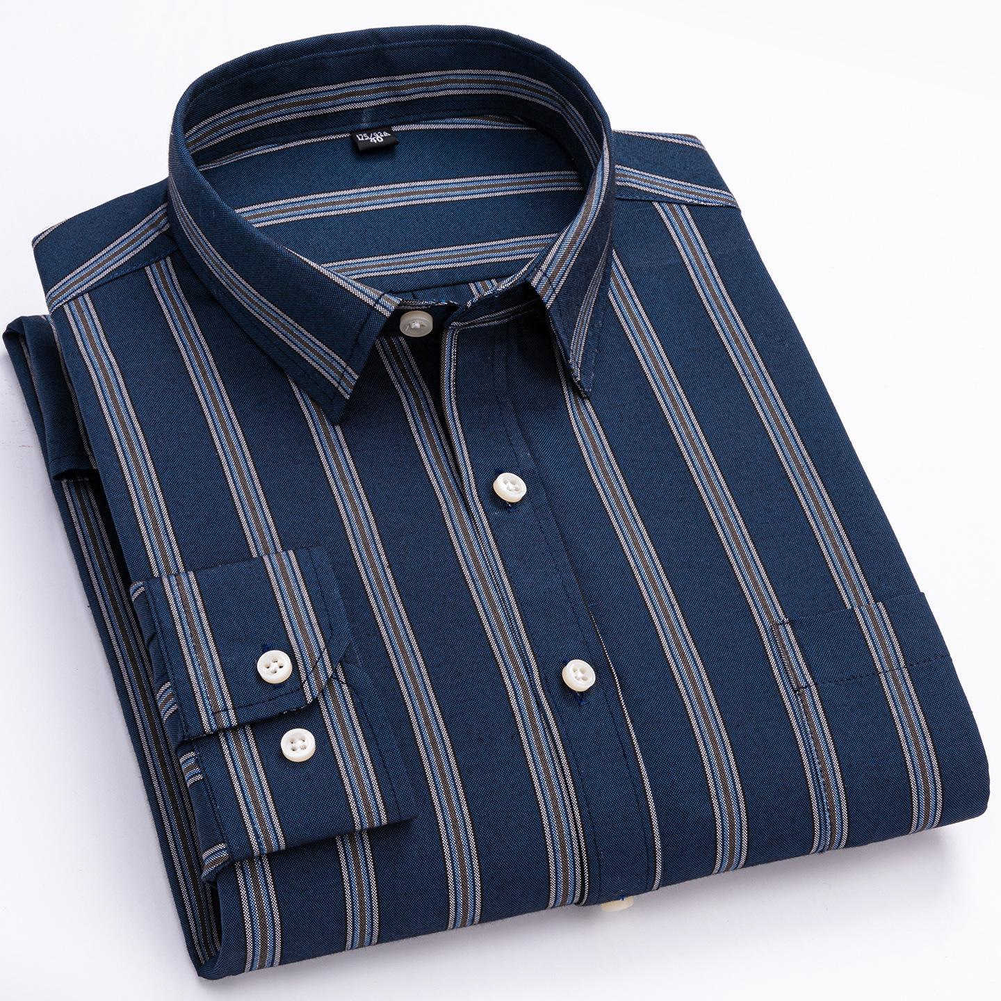 New Plaid Oxford Long-Sleeved Men's Shirt Pure Cotton Casual Business Plus Size Cross-Border Shirt for Spring and Autumn Outerwear