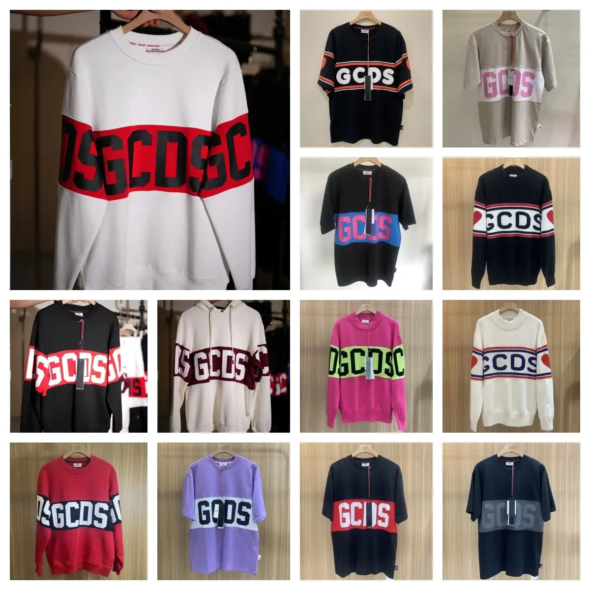FR-1 high-quality unisex classic white and red spliced round neck T-shirt sweatshirt knit sweater (TOP quality)