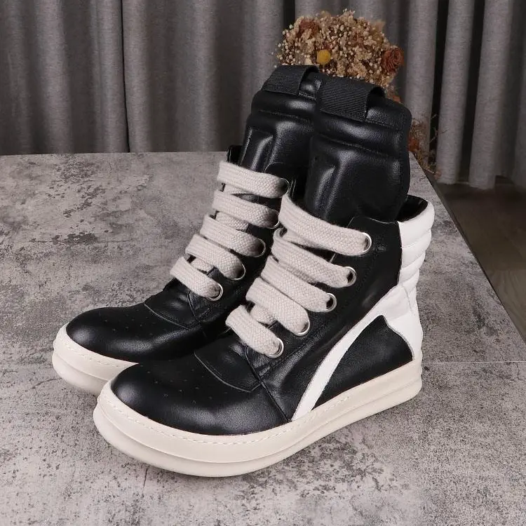 Rick Owens C501 Black Leather High-Top Sneakers