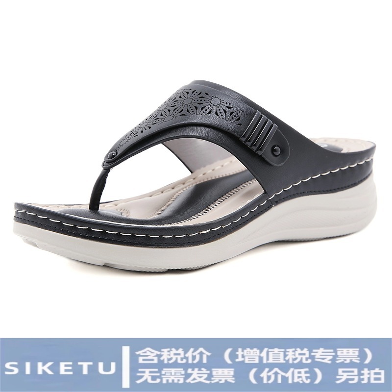 New SiKu 2025 Cross-border Round-toe Fashionable Hollow-toe Women's Sandals Wedge Casual plus size Sandals