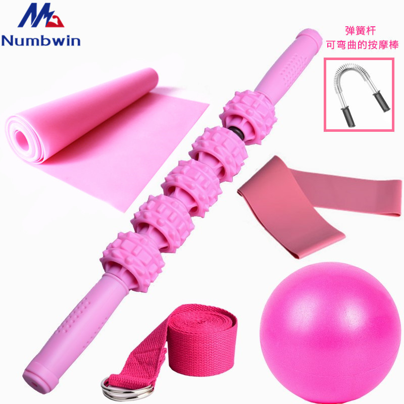 Bendable Five-Ball Massage Stick Set Yoga Fitness Muscle Relaxation Fascia Yoga Ball Roll Pull Band Hip Circle