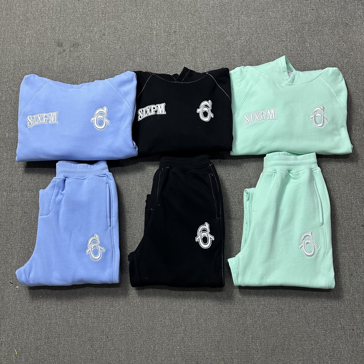 2024 new sweater 6PM chest embroidery letter terry hooded sweater European and American trend men's and women's trousers suit