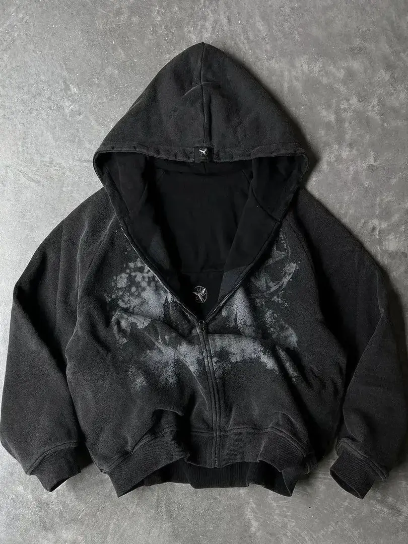 2025 New Zipper Print Loose Hoodie for Men and Women