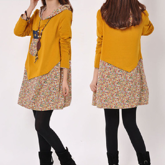 New Spring and Autumn Large Size Women's Clothing Chubby Girl Loose Casual Dress Korean Style Sports Long Sleeve Dress 9347