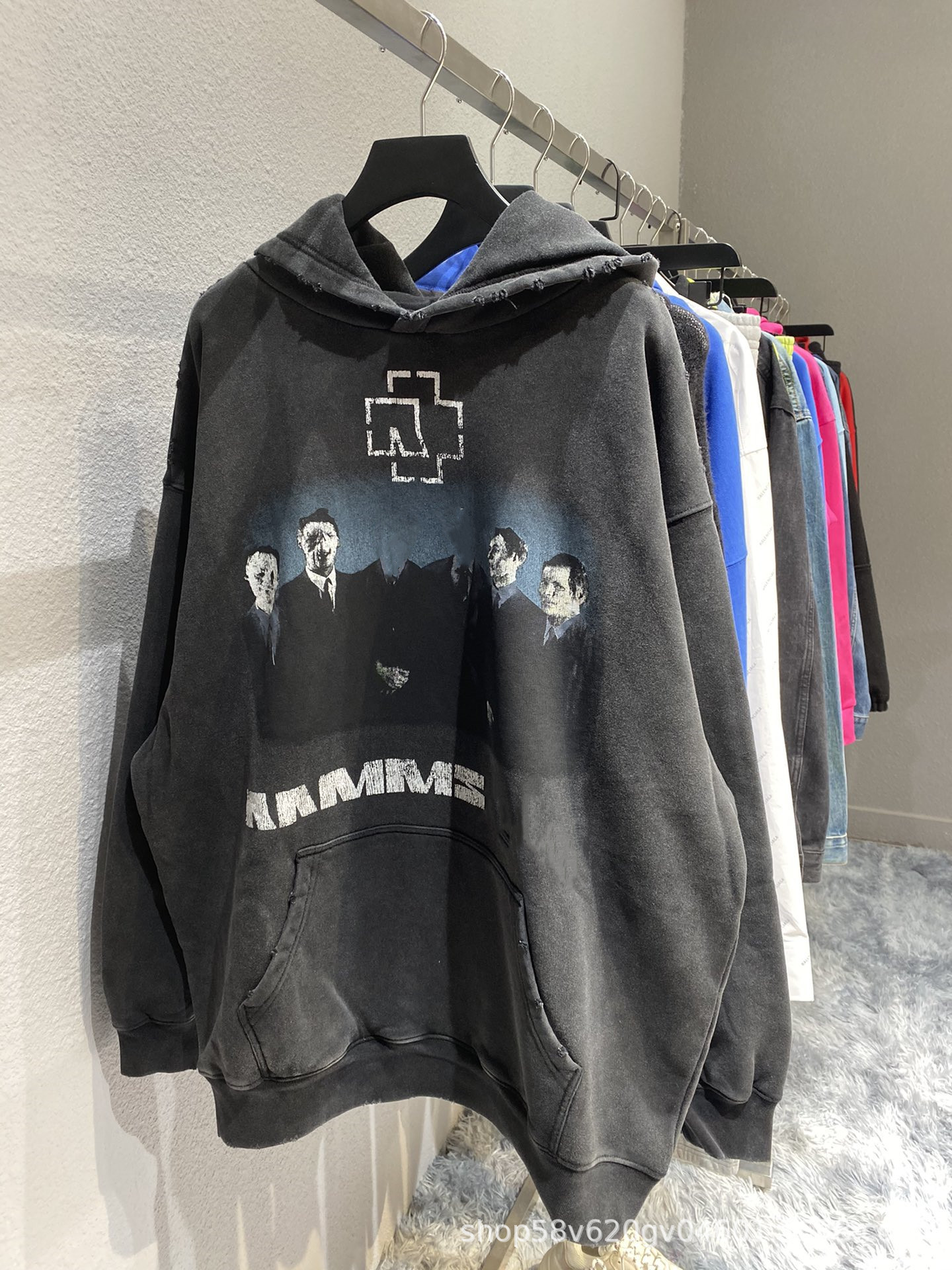 High Version B German Chariot Fleece Hoodie European and American Trendy Brand ins Paris Heavy Industry Old Cotton Loose Sweater