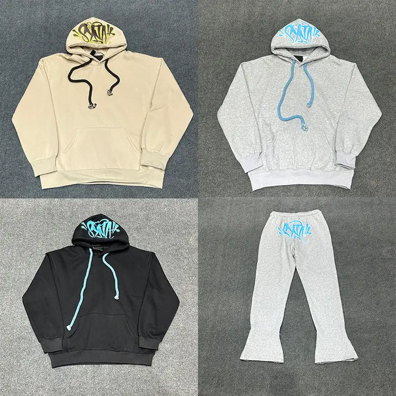 2025 New Synaword American Loose Sweatshirt Hoodie Sweatpants Men's and Women's Trendy Hip-Hop Street Casual Suit