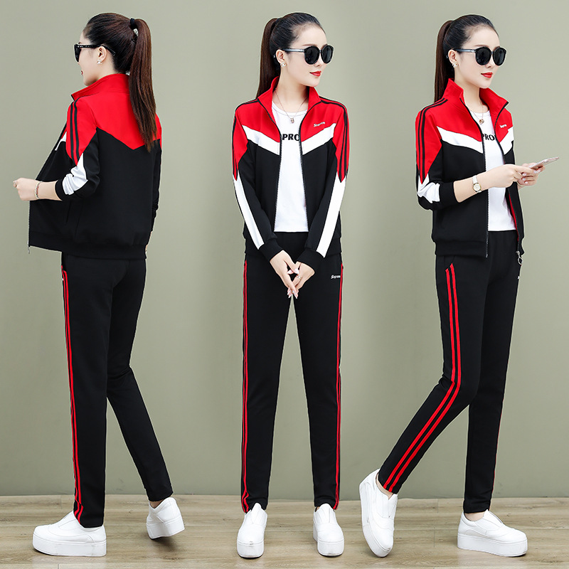 Sports suit women's Spring and Autumn New Korean style fashion cardigan coat women's casual running sportswear two-piece suit fashion