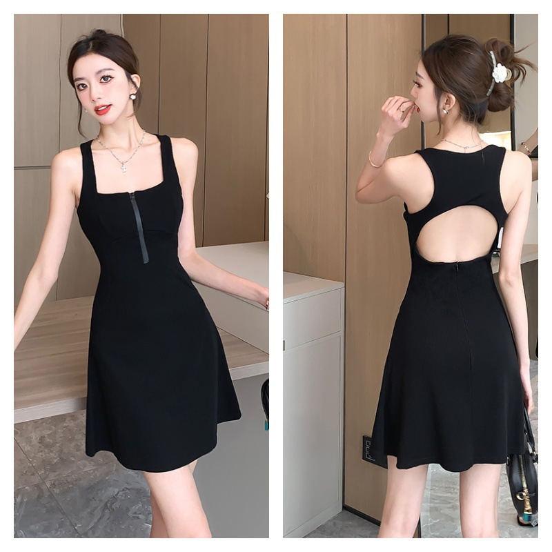 Cross-Border Sexy Hot Girl Dress 2025 Autumn and Winter New Style Elegant and Fashionable Hepburn Style Waist-Cinching Slimming Backless Short Dress