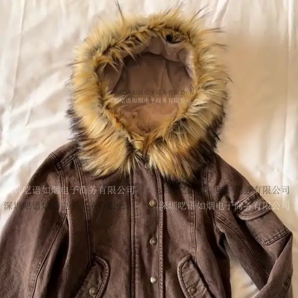 European and American Cross-Border Export Pure Color Fur Collar Zipper Sweatshirt Long-Sleeved Pullover Hoodie Retro Jacket Street Wear