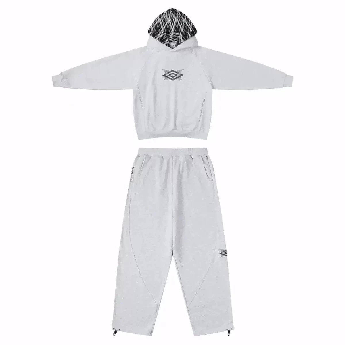 Double Hat Sweat Sports Suit Men's and Women's Splicing Loose Casual Sweat Pants Two-piece Set