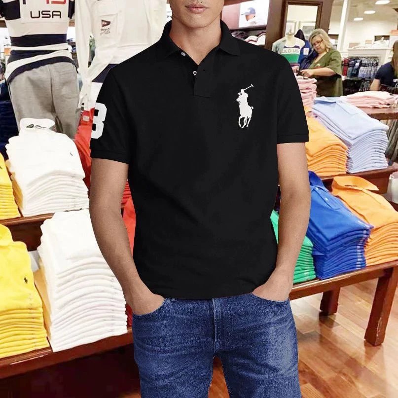 拉夫劳伦经典大马刺绣翻领polo衫短袖T恤男修身