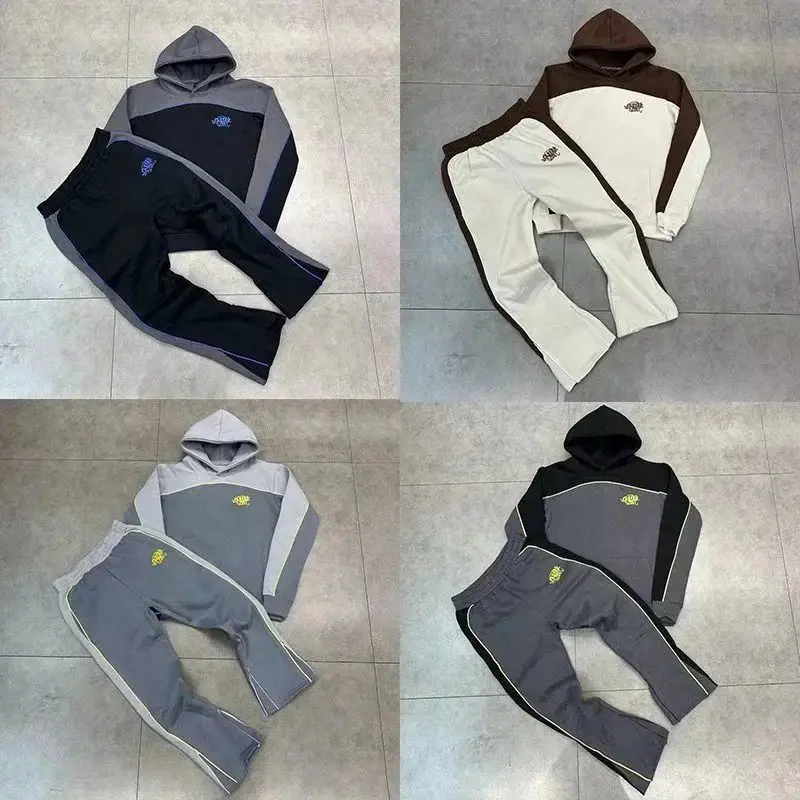 拼接小标LOGO套装卫衣小众帽衫休闲Whatsapp +852 46918932