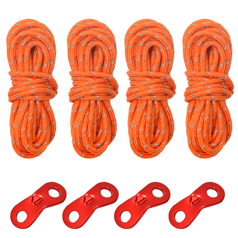 Outdoor camping tent windproof rope canopy nail fixed pull rope night reflective rope set with eyes wind rope buckle