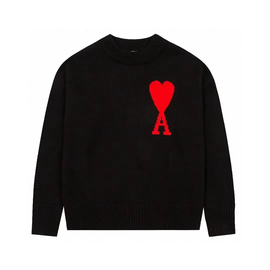 Knitted sweater with jacquard embroidery round neck loose casual pullover and knitted sweater