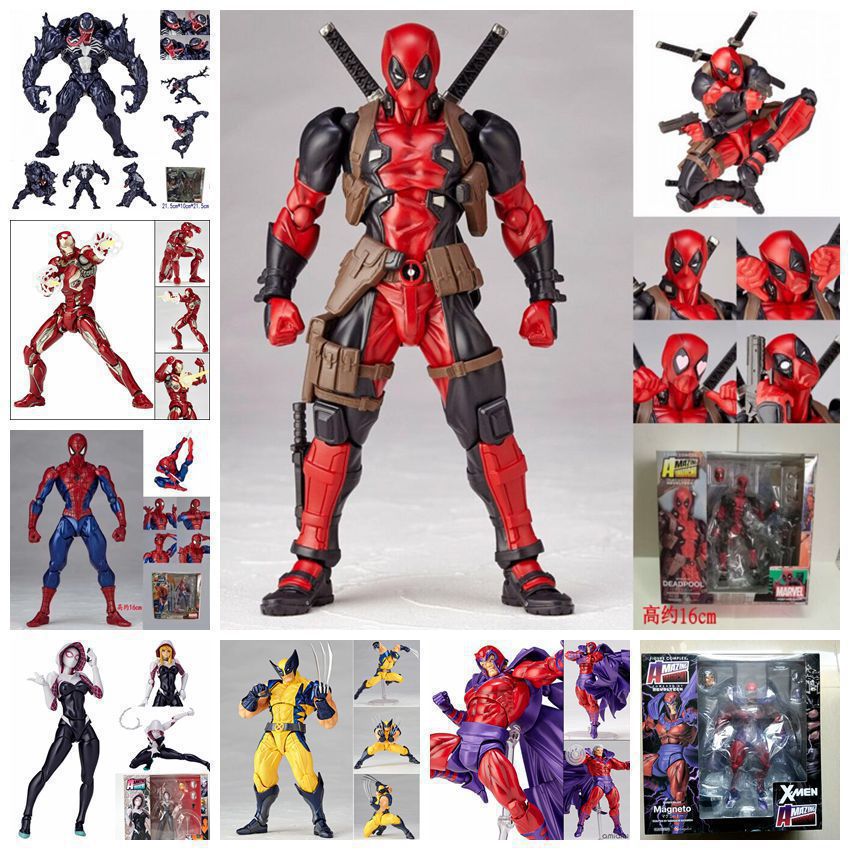 Anime Yamaguchi Style Movable Spider-Man Red Venom Killer Figure Model Wolverine Deadpool Figure QC-foto från 1688 på Qualit.ly