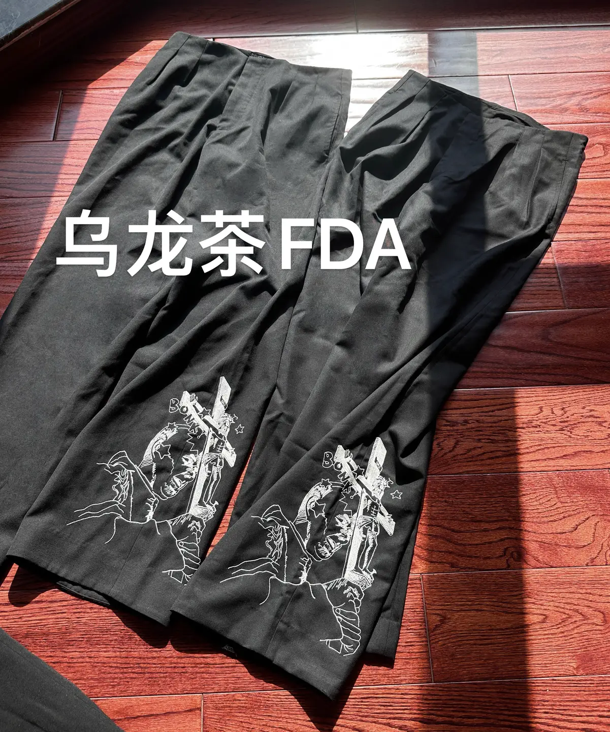 Exclusive Stock] ERD Pure Wool Cross Portrait Embroidered Black Suit Pants