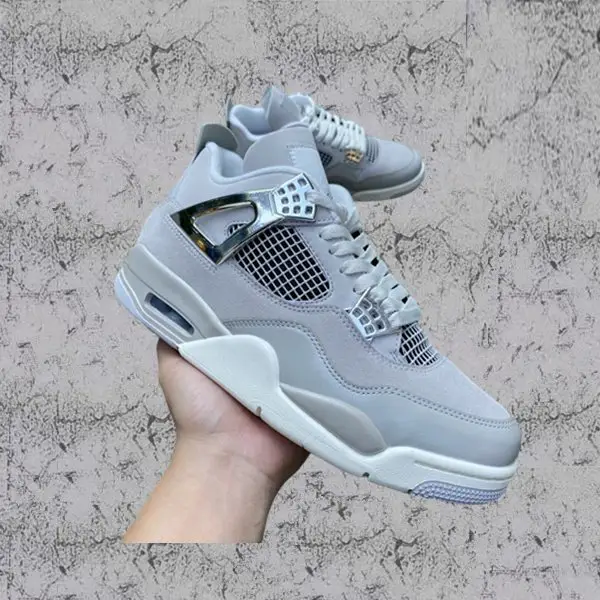现货【特价促销】aj4银扣灰色 Air Jordan 4 WMNS Frozen Moments 男女子低帮休闲运动篮球鞋AQ9129-001