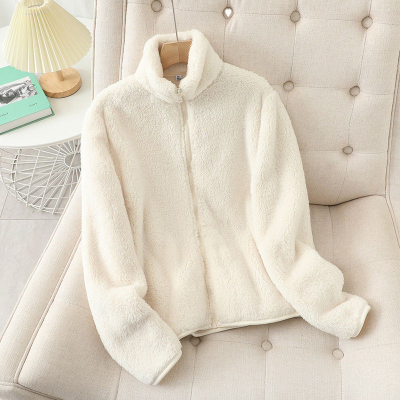Double-sided long fleece jacket men's and women's autumn and winter fleece jacket liner coral fleece sweater warm fleece-lined thickened
