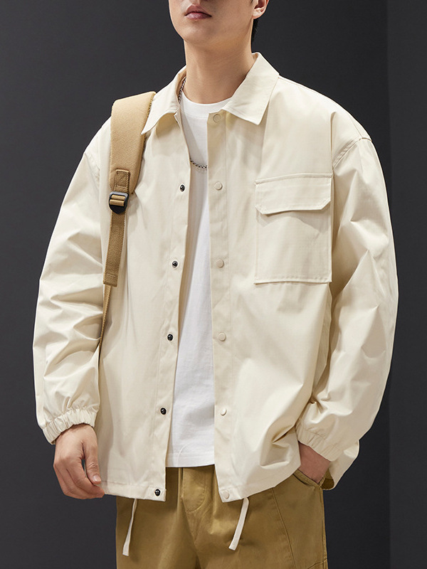 Spring and Autumn Lightweight Lapel Workwear Casual Jacket for Men 2026 New Hong Kong Style Trendy Versatile Long-Sleeve Shirt Coat