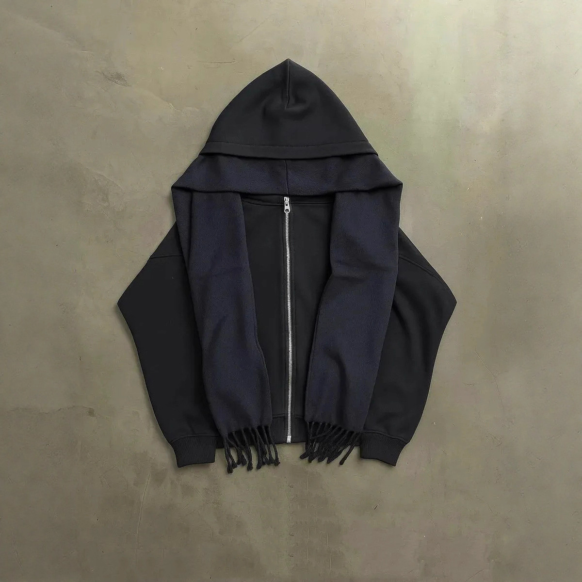 European and American Cross-Border Autumn and Winter New Cleanfit Design Scarf Hooded Street Trendy Sweatshirt Jacket Y2K