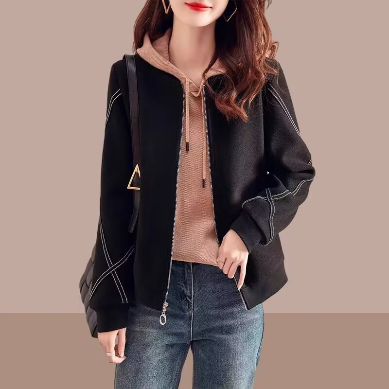 New baseball jacket women's short coat spring and autumn versatile plus size slimming women's cardigan zipper loose coat