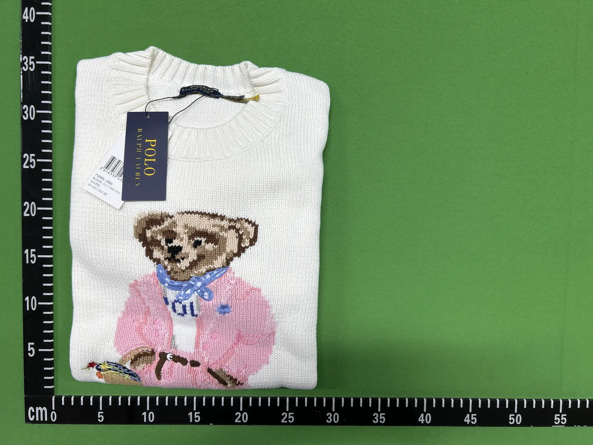 RL Bear Heavy Industry Embroidery Cartoon Round Neck Knitted Sweater for Women