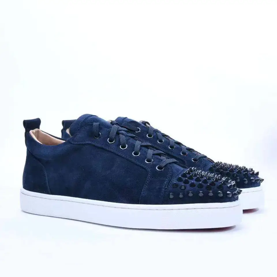 Denim Sneakers with Genuine Leather and Suede, European Style Men's Shoes, 2026 New Model, Genuine Leather Studded Casual Sneakers, Men's Sports Shoes