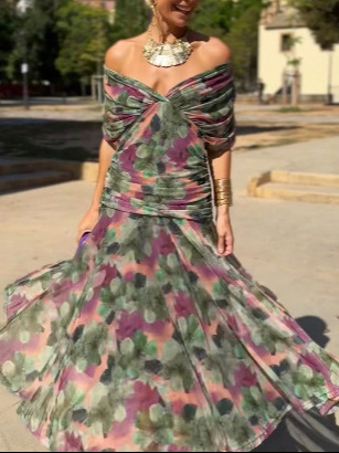 2025 European and American Cross-Border Women's Independent Station Chiffon Design New Chest-Wrapped Instagram Dress with Lining
