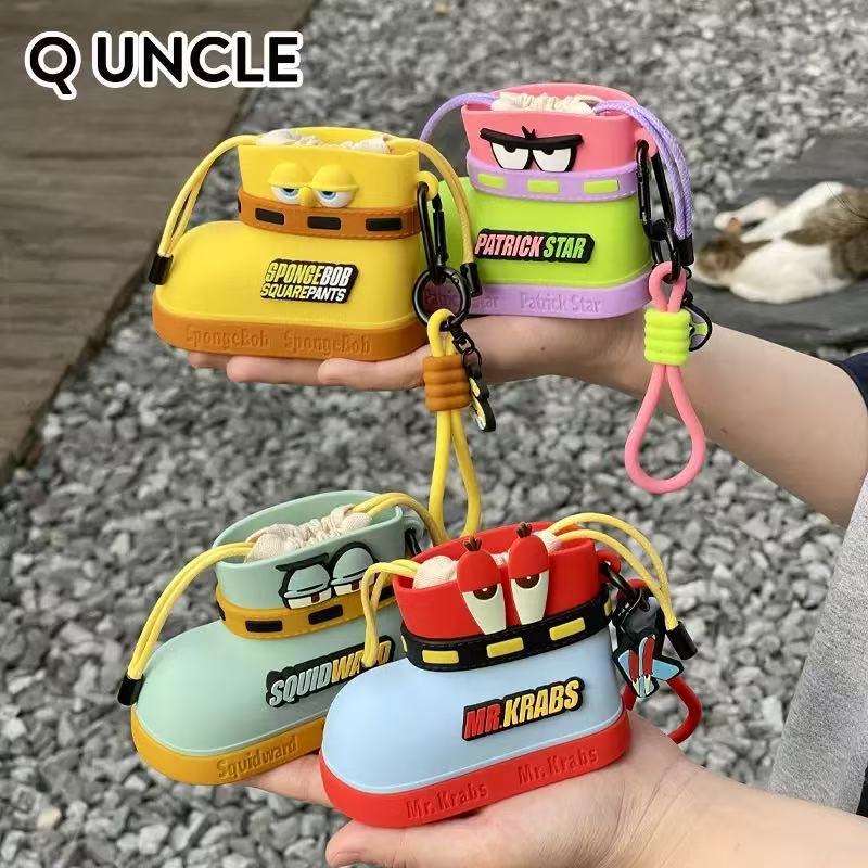 Authentic Spongebob Squarepants Patrick Star Mr. Krabs Rain Boots Mini Storage Bag Coin Purse Earphone Case Cute Keychain