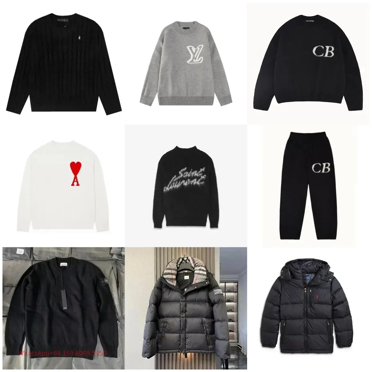 AA] Men and women with the same paragraph sweater couple with pure cotton removable down jacket