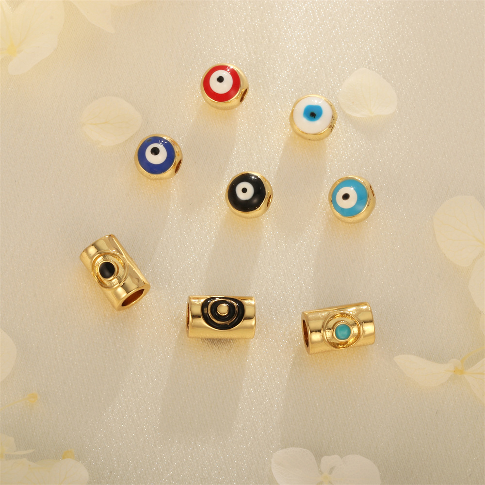 DIY jewelry accessories double hole color oil devil's eye pendant evil eye bracelet necklace bead material wholesale