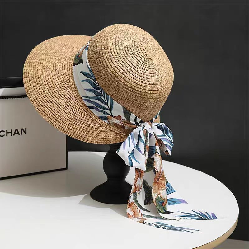 Simple Fashion Straw Fisherman Hat Women's Travel Beach Sunshade Sun Hat French Bow Straw Hat