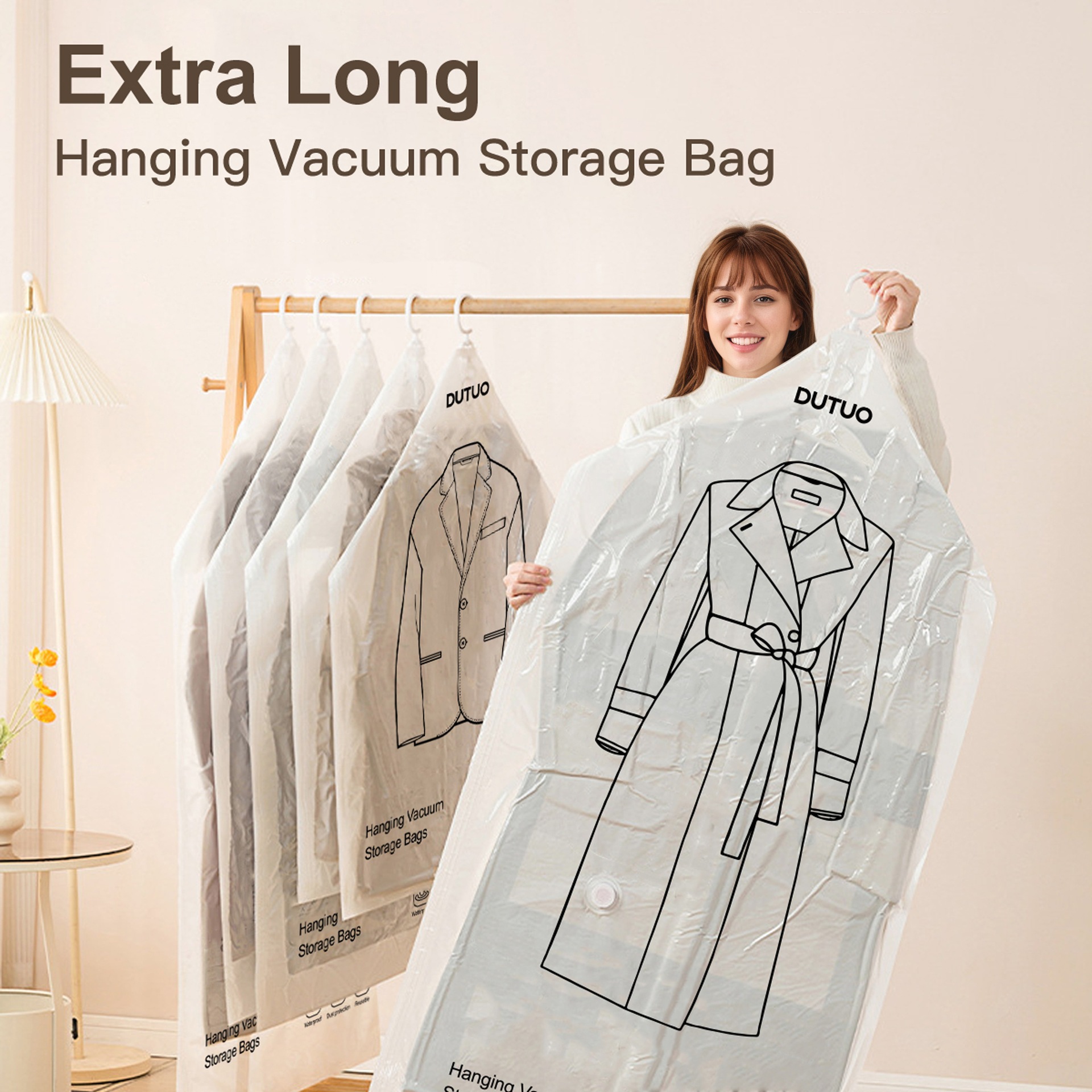 Cross-border Hanging Compression Bag Storage Wardrobe Down Jacket Compression Bag Coat Clothes Clothes Vacuum Dust Cover Large Size
