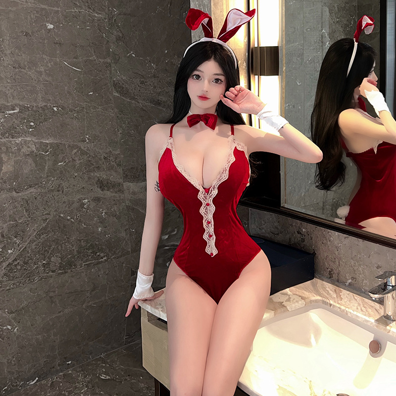 Sexy sexy lingerie velvet small chest pure desire bunny uniform temptation passion free off pajamas delivery 8509