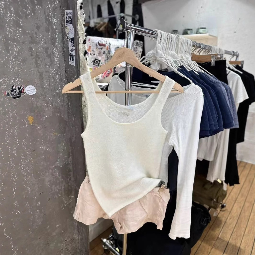 Brandy Bm New U-Neck Seahorse Hair Knitted Camisole Women's Bm Sweet Thin Slim Slim Top Summer