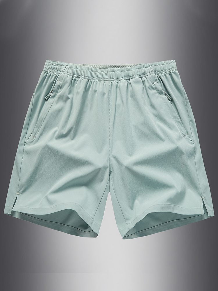 Summer Retro Hong Kong Style Ice Silk Shorts Men's Trendy Sports Beach Shorts with Elastic Waistband Loose Shorts