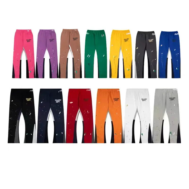 Gallerydept High-Quality Hand-Painted Splicing Drawstring Sweatpants Casual Men's Pants Trendyy Splicing Design