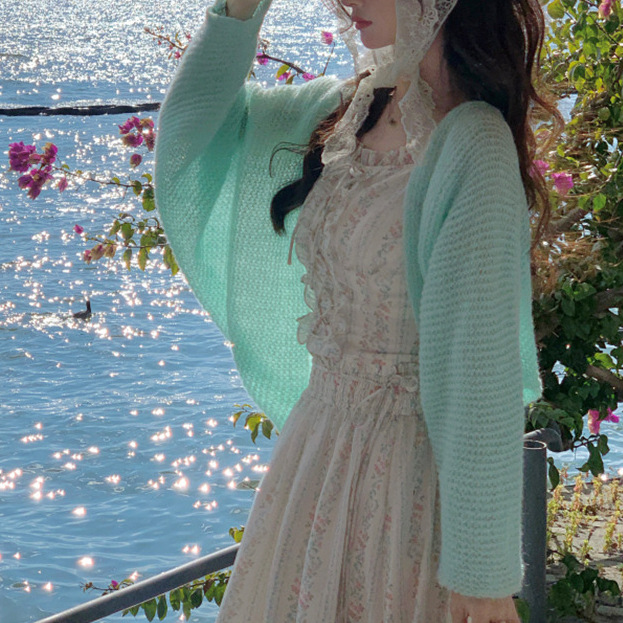 Mohair Soft Knit Cardigan 2026 Spring/Summer New Style Hollow-Out Vest Lazy Style Jacket