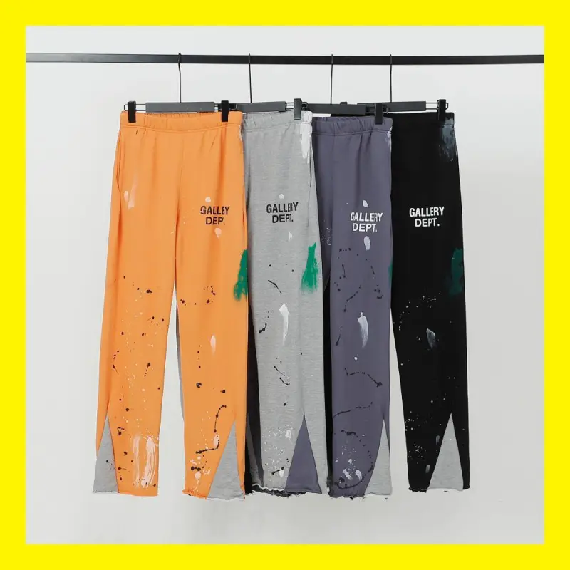 American Retro High Street Gallery Dept Long Pants with Ink Splash Graffiti Design, Unisex Straight-Leg Sports Casual Pants