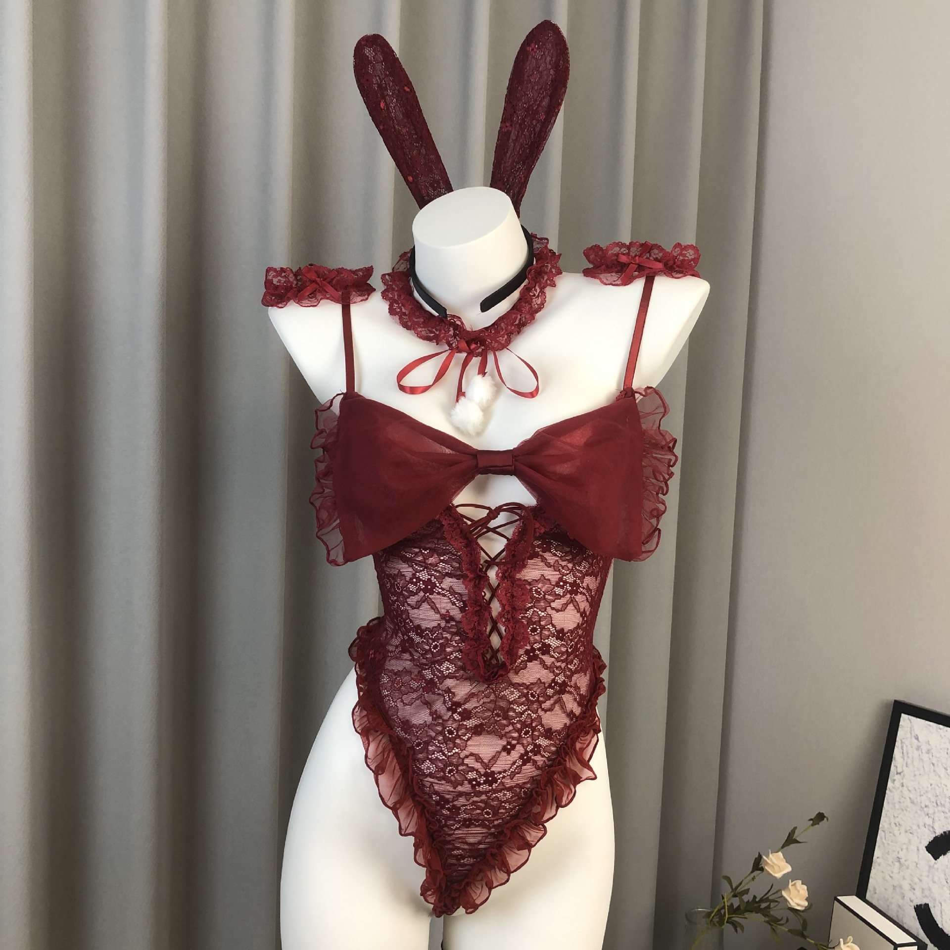 Gardenia's New Sexy Lingerie with Bows, No-Take-Off Jumpsuit, Nightgown, Small Breasts, Sexy Pure Desire Shirt, Delivery 8082