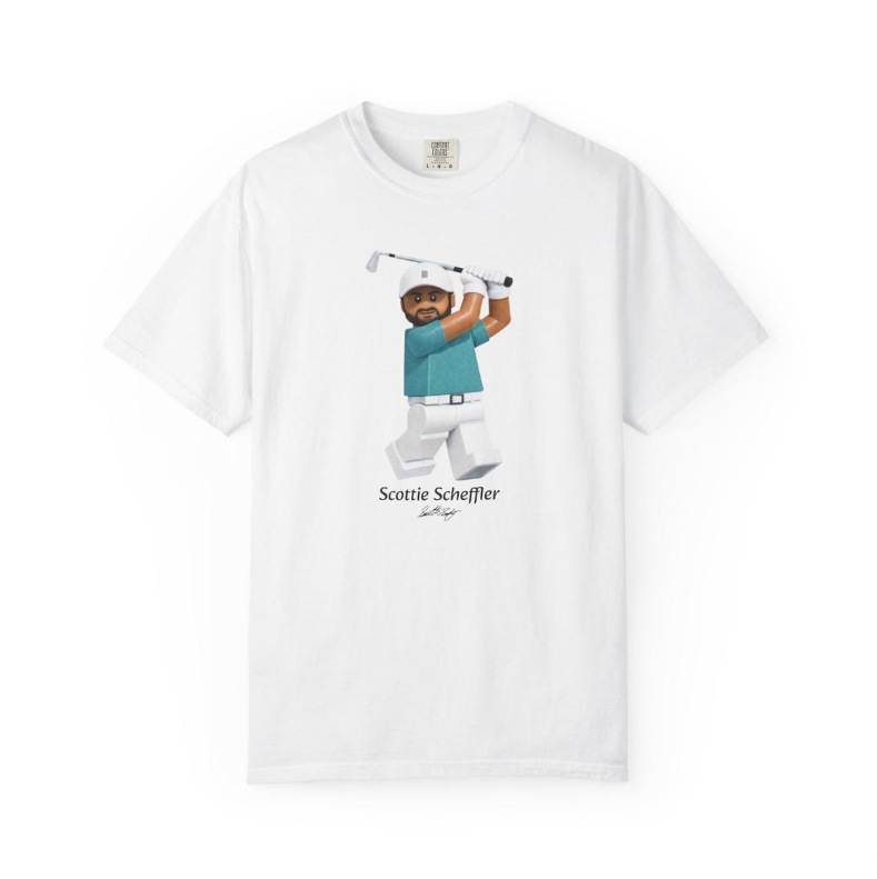 Casual Crew Neck Tee with Scottie Scheffler Golf Swing Block