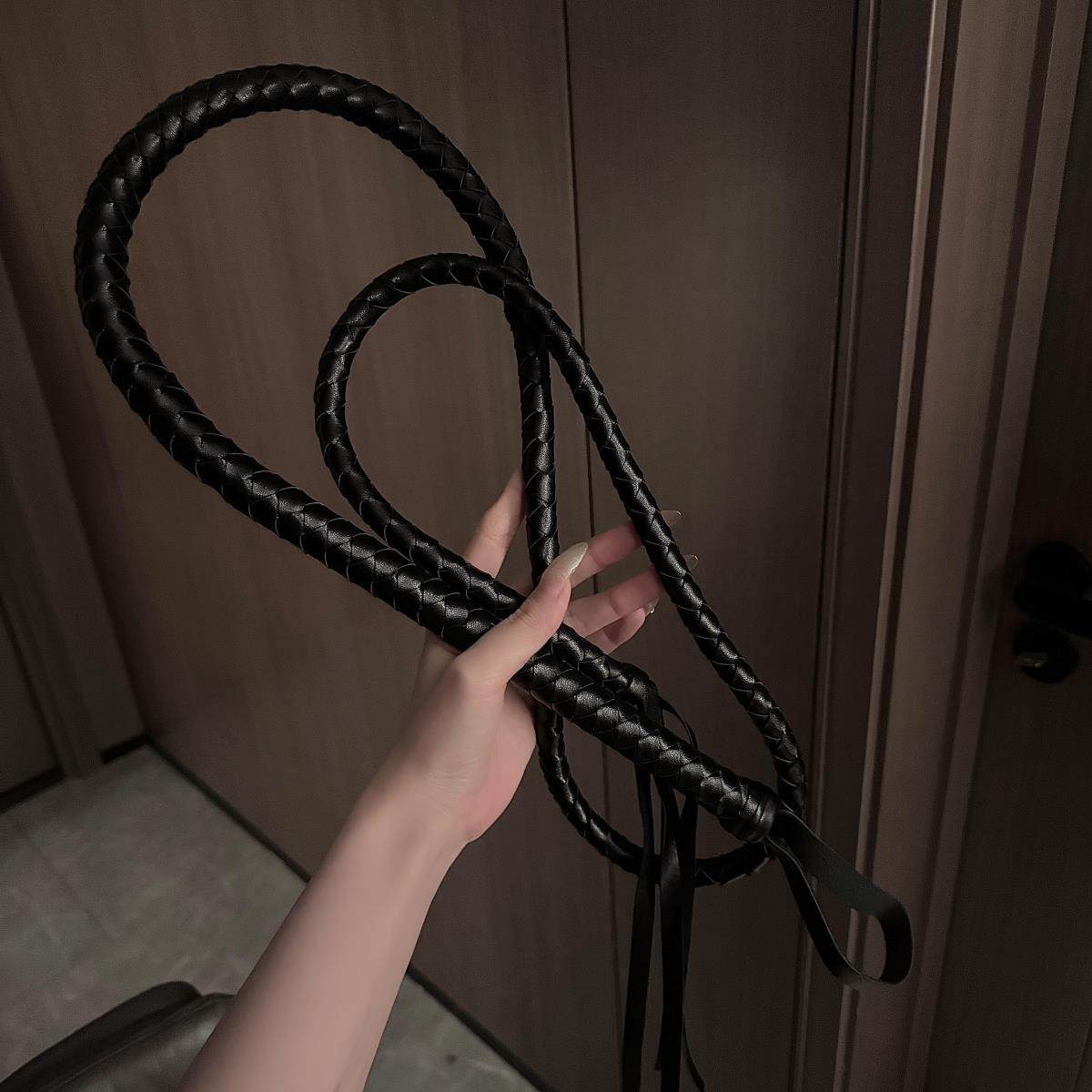 Small Black Whip, Horse Whip, Long Sheepherding Whip, Pu Black Cosplay Knight Equipment, Fitness Whip, Long Snake Whip