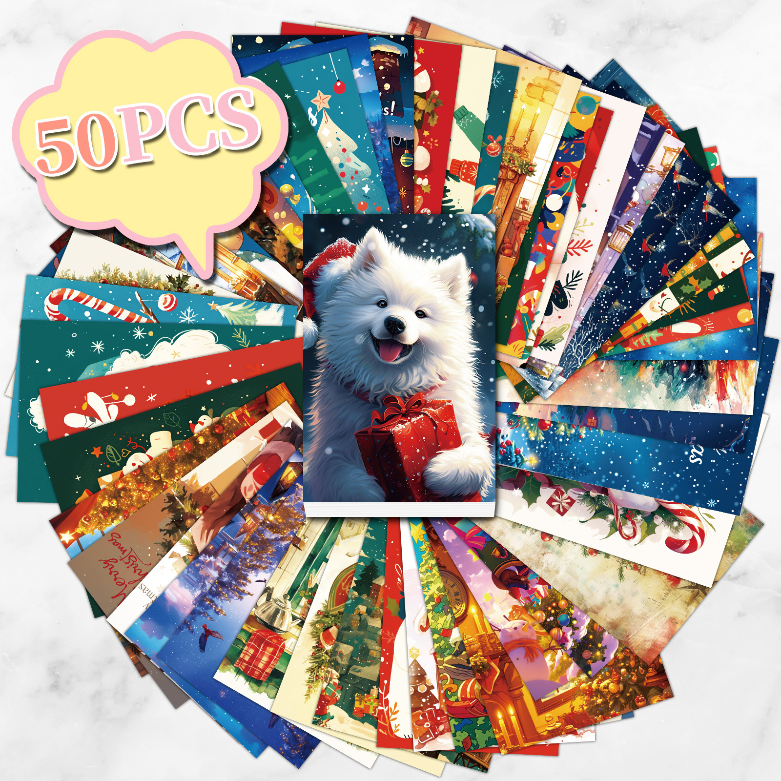 50 cross-border cart Christmas holiday theme card decoration background card gift greeting card postcard message card
