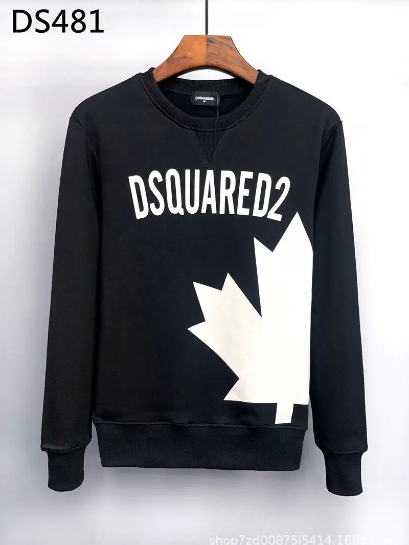 DS481 men's sweater maple leaf letter printing cross-border European and American fashion autumn and winter slim-fit long sleeve round neck pullover I
