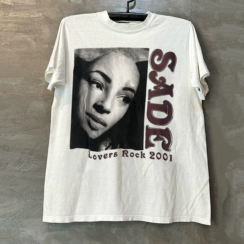Sade, European and American Singer, Portrait Short-Sleeve T-Shirt, Hip-Hop, American High-End Style, Trendy Brand, Versatile Half-Sleeve